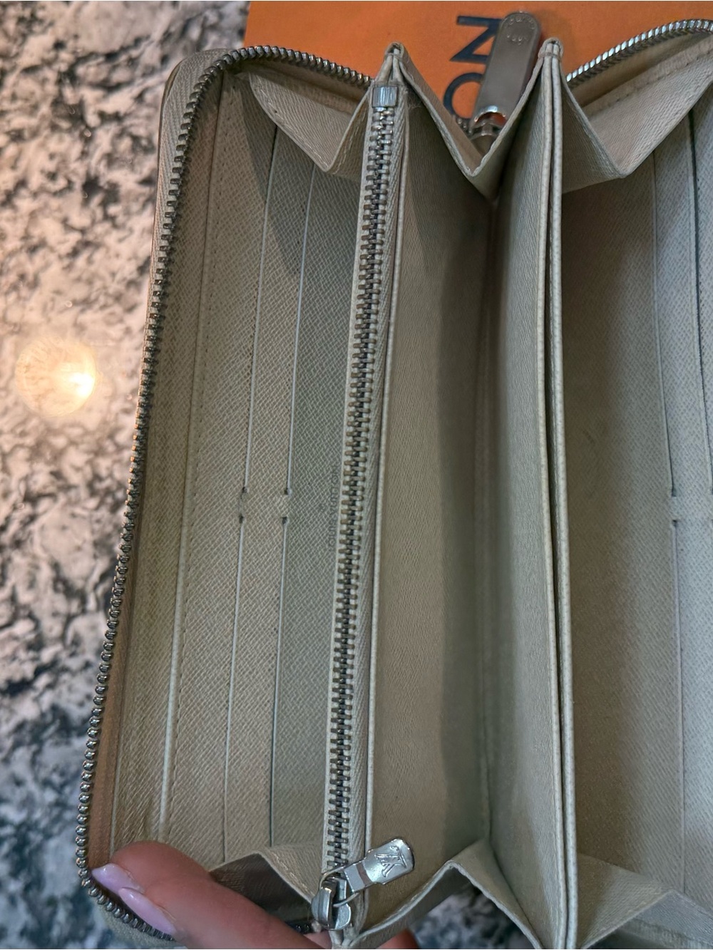 Louis Vuitton Cream Epi Zip Wallet with Silver Hardware - Picture 7 of 16